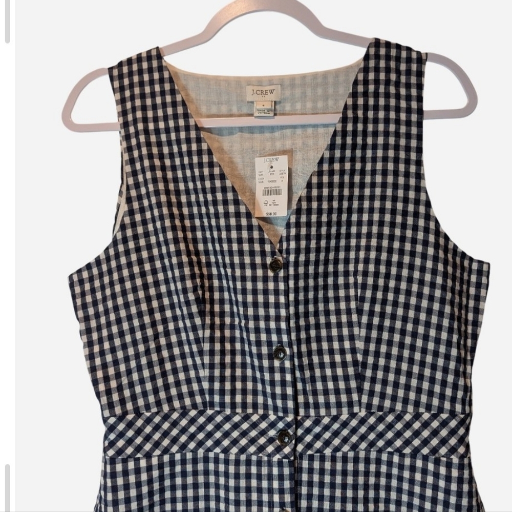 J. Crew Navy and White Gingham Midi Dress - Picture 13 of 14